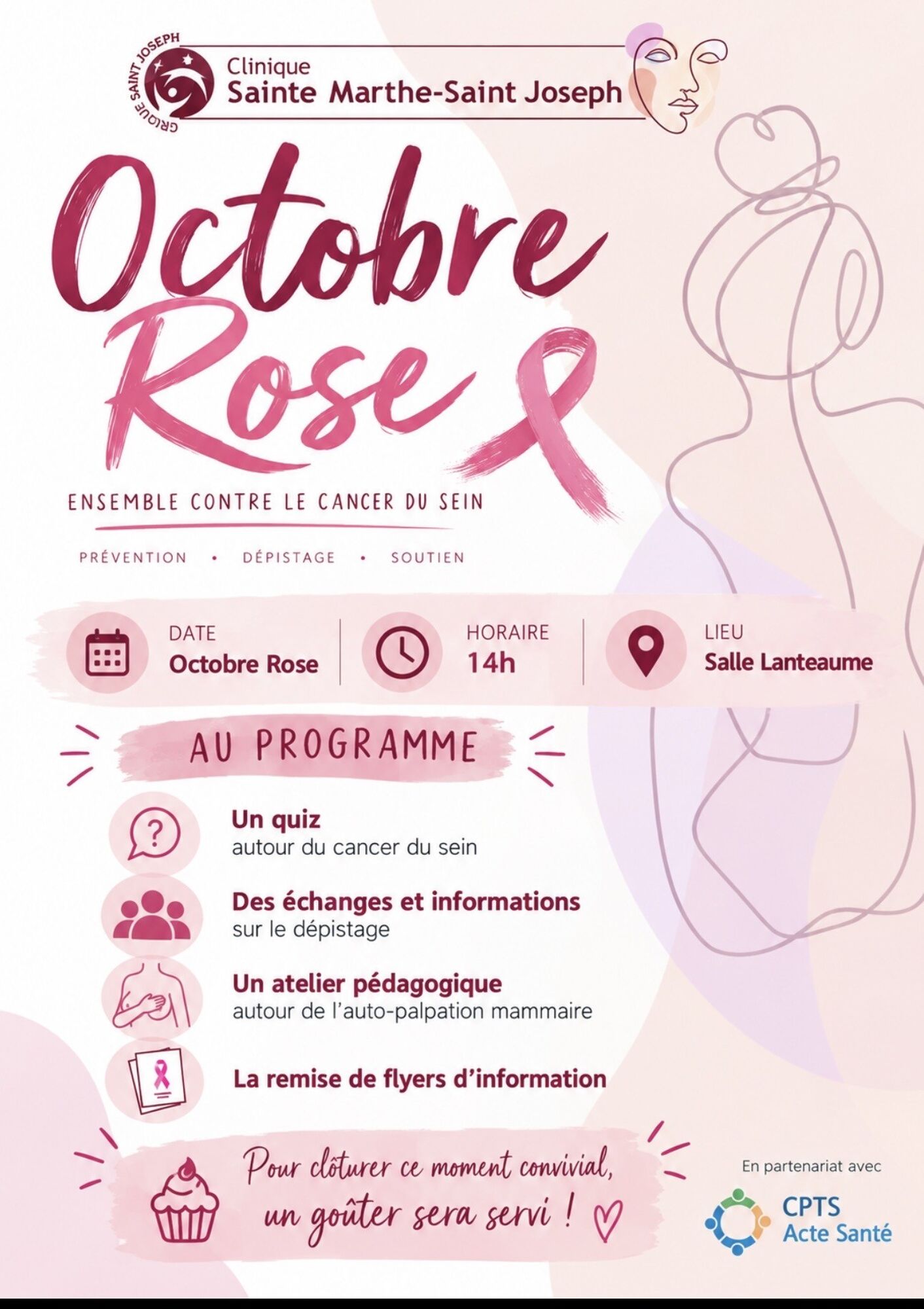 Octobre Rose à la Clinique Sainte-Marthe : une journée placée sous le signe de la prévention et de la sensibilisation 🎀